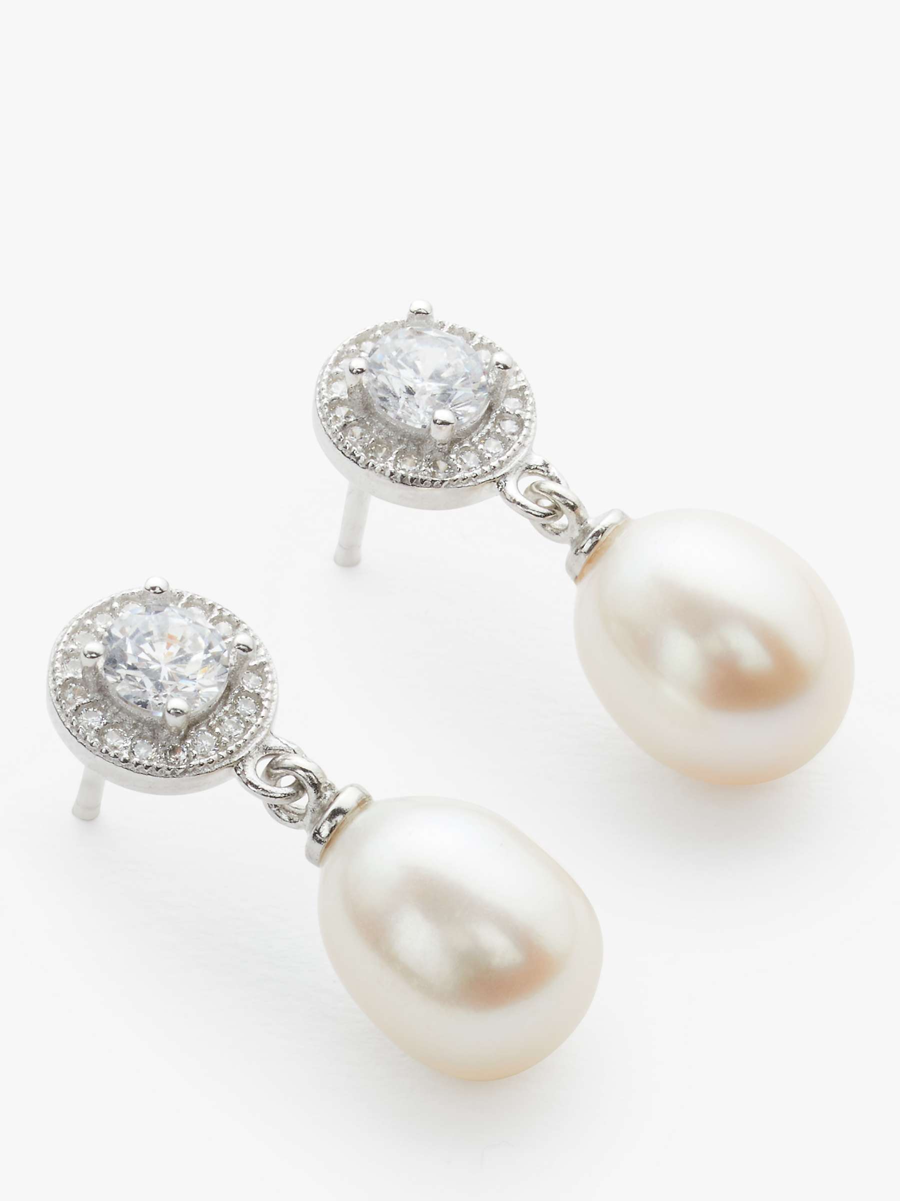 Buy Lido Circle Cubic Zirconia Freshwater Pearl Drop Earrings, White Online at johnlewis.com