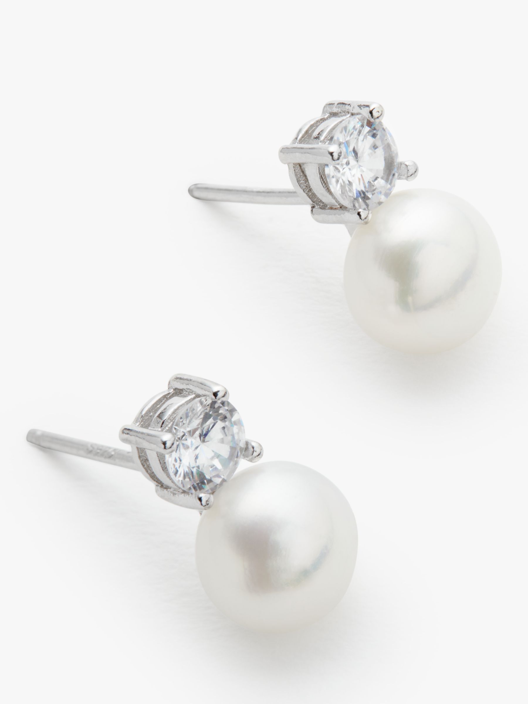 Lido Freshwater Pearl Stud Earrings, White/Silver at John Lewis & Partners