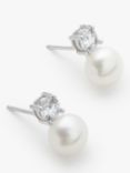 Lido Freshwater Pearl Stud Earrings, White/Silver