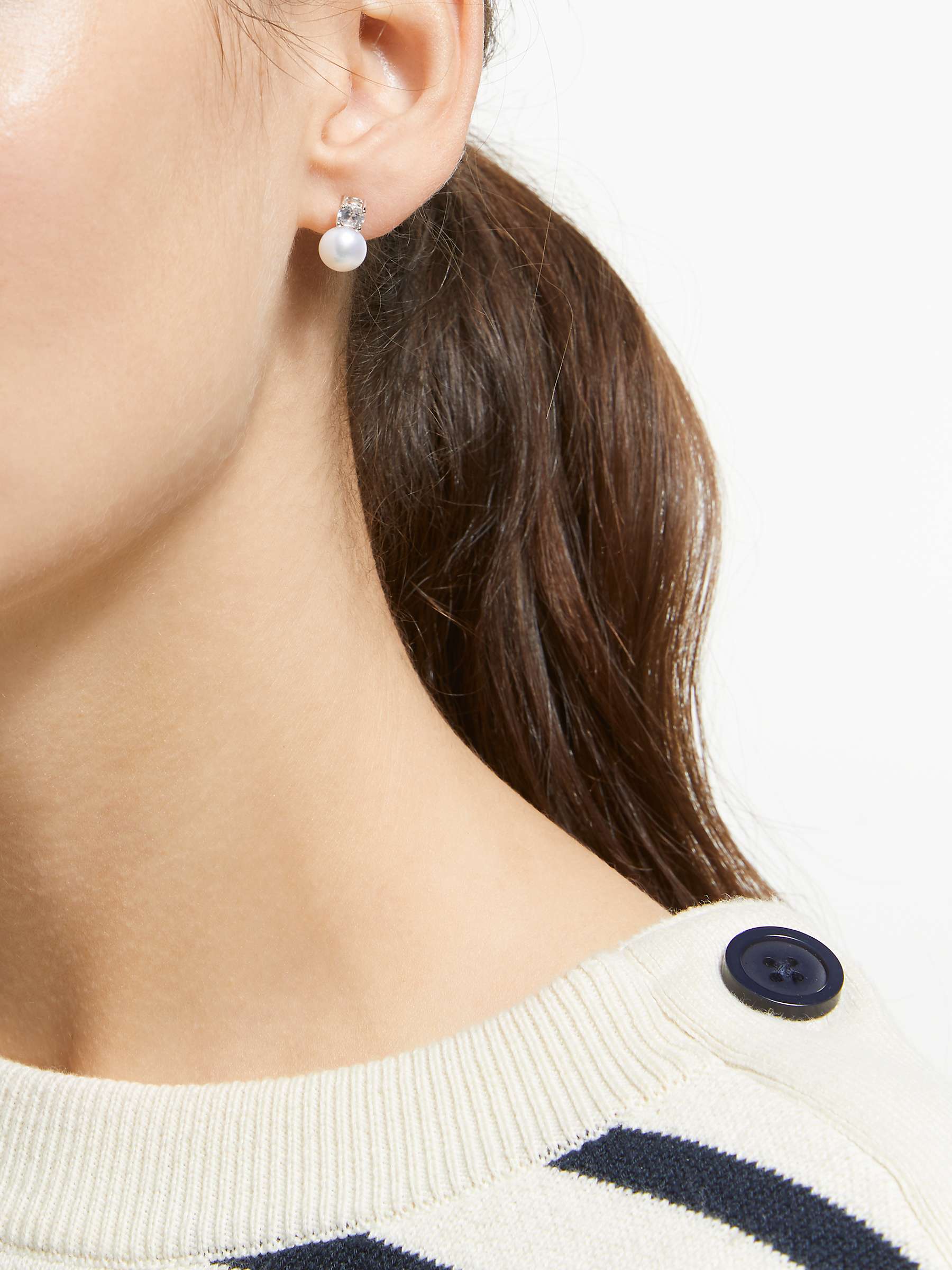 Buy Lido Freshwater Pearl Stud Earrings, White/Silver Online at johnlewis.com