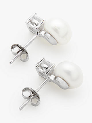 Lido Freshwater Pearl Stud Earrings, White/Silver