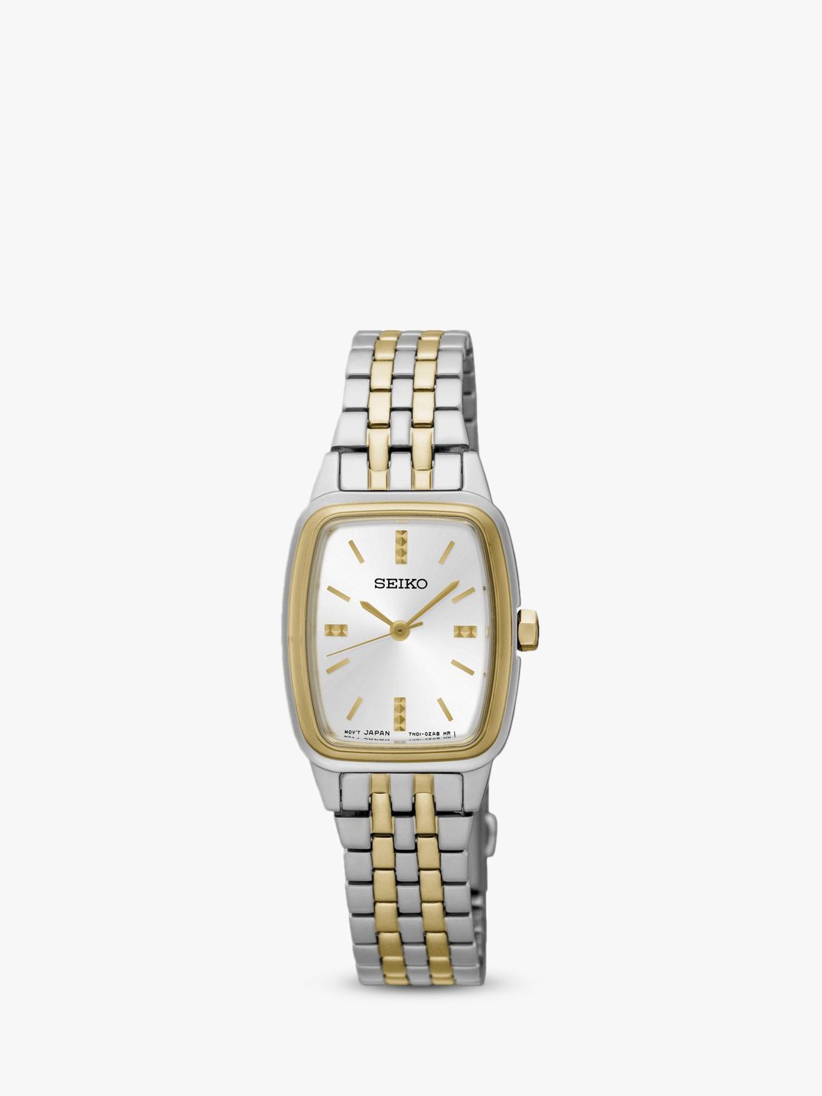 Seiko SRZ472P1 Women's Rectangular Dial Bracelet Strap Watch, Silver/Gold