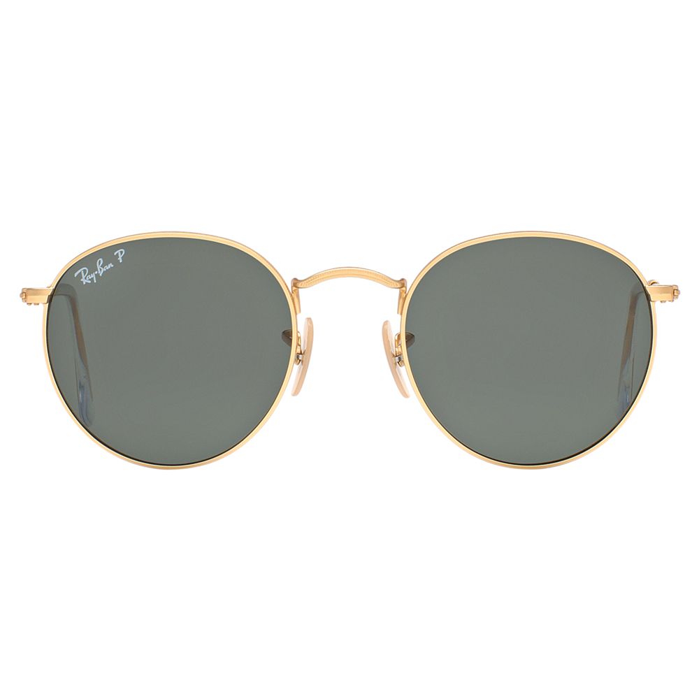 Buy Ray-Ban RB3447 Polarised Round Sunglasses, Gold/Dark Green Online at johnlewis.com