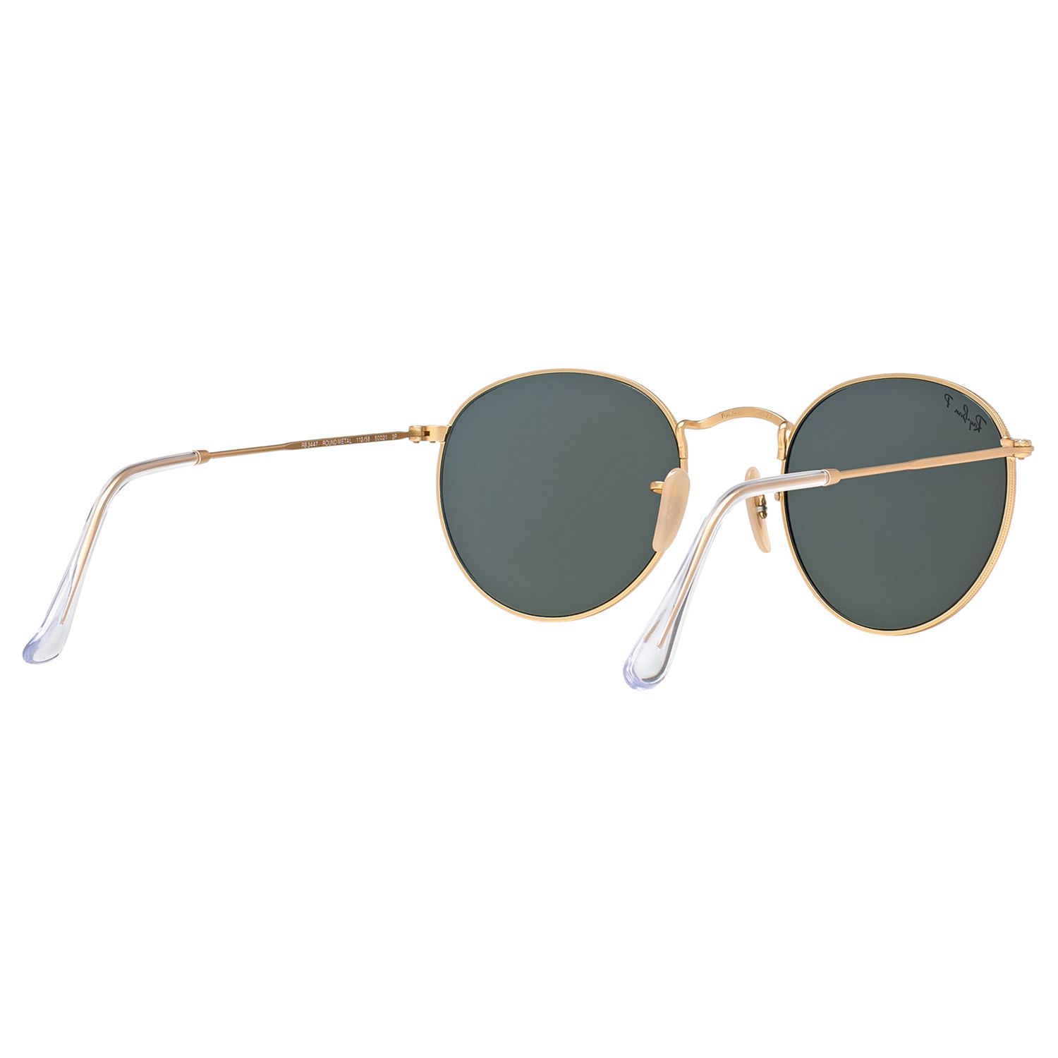 Buy Ray-Ban RB3447 Polarised Round Sunglasses, Gold/Dark Green Online at johnlewis.com