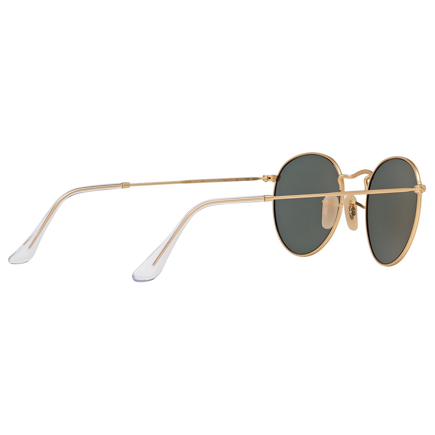 Ray-Ban RB3447 Polarised Round Sunglasses, Gold/Dark Green