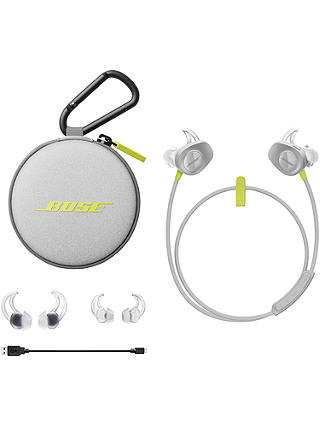 Bose SoundSport Sweat & Weather-Resistant Wireless In-Ear Headphones With Bluetooth/NFC, 3-Button In-Line Remote and Carry Case, Citron