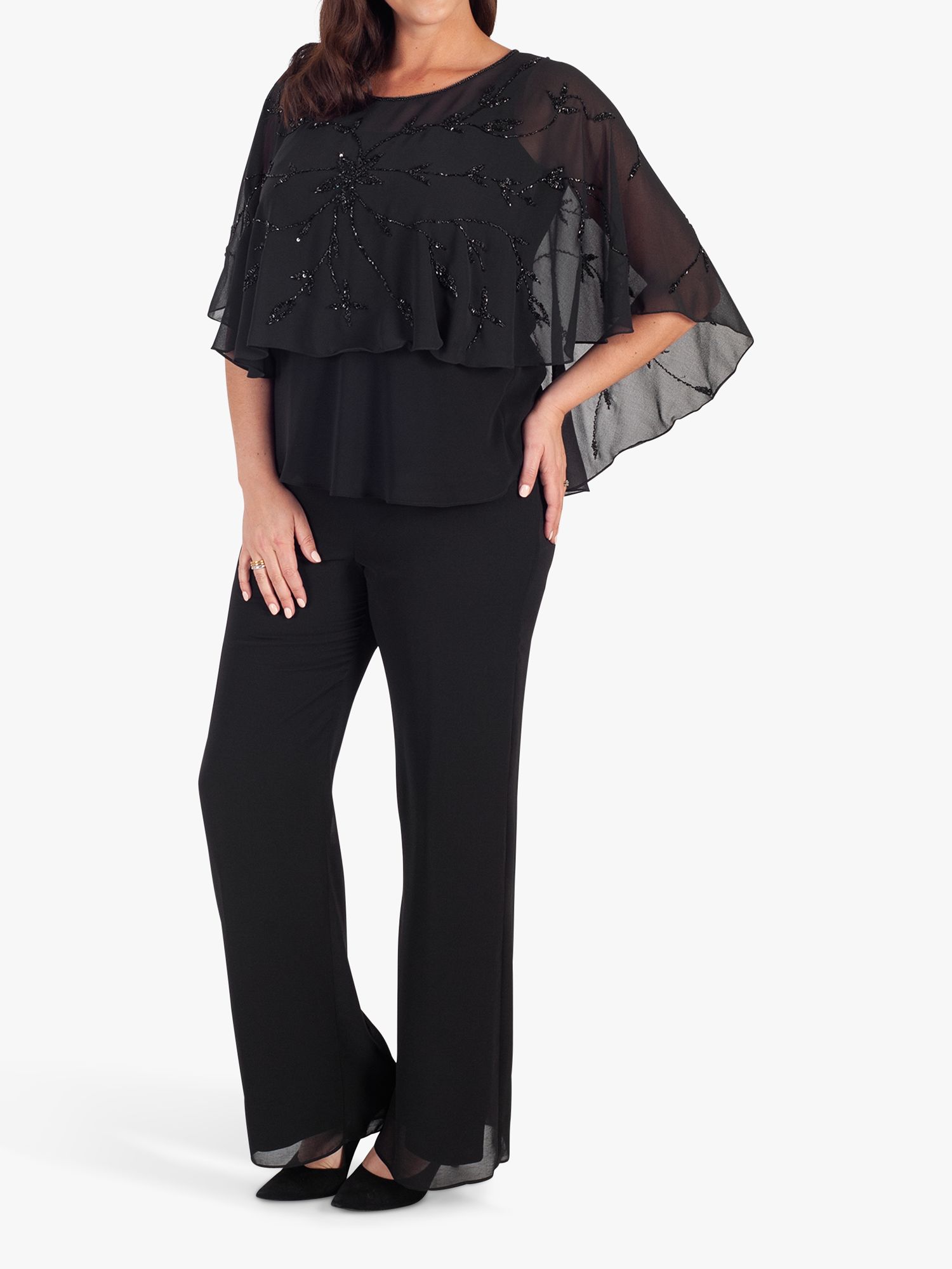 Chesca Beaded Cape, Black at John Lewis & Partners