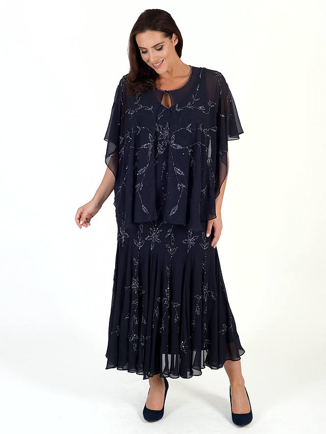 Chesca Beaded Cape, Navy at John Lewis & Partners