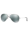 Ray-Ban RB3025 Iconic Aviator Sunglasses, Silver/Mirror Grey