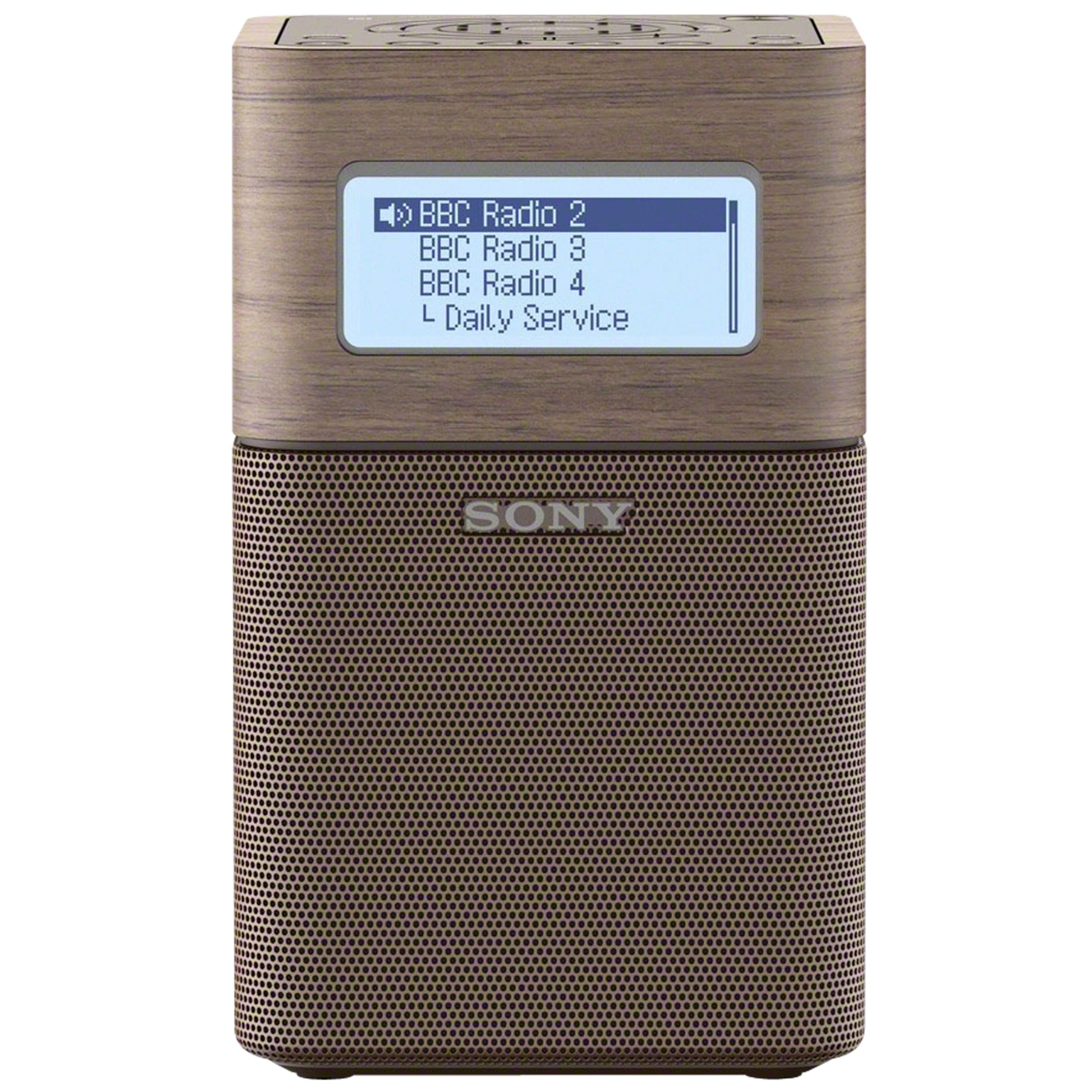 Sony XDR-V1BTD Digital NFC DAB/DAB+/FM Radio, Portable Bluetooth Brown/Wood