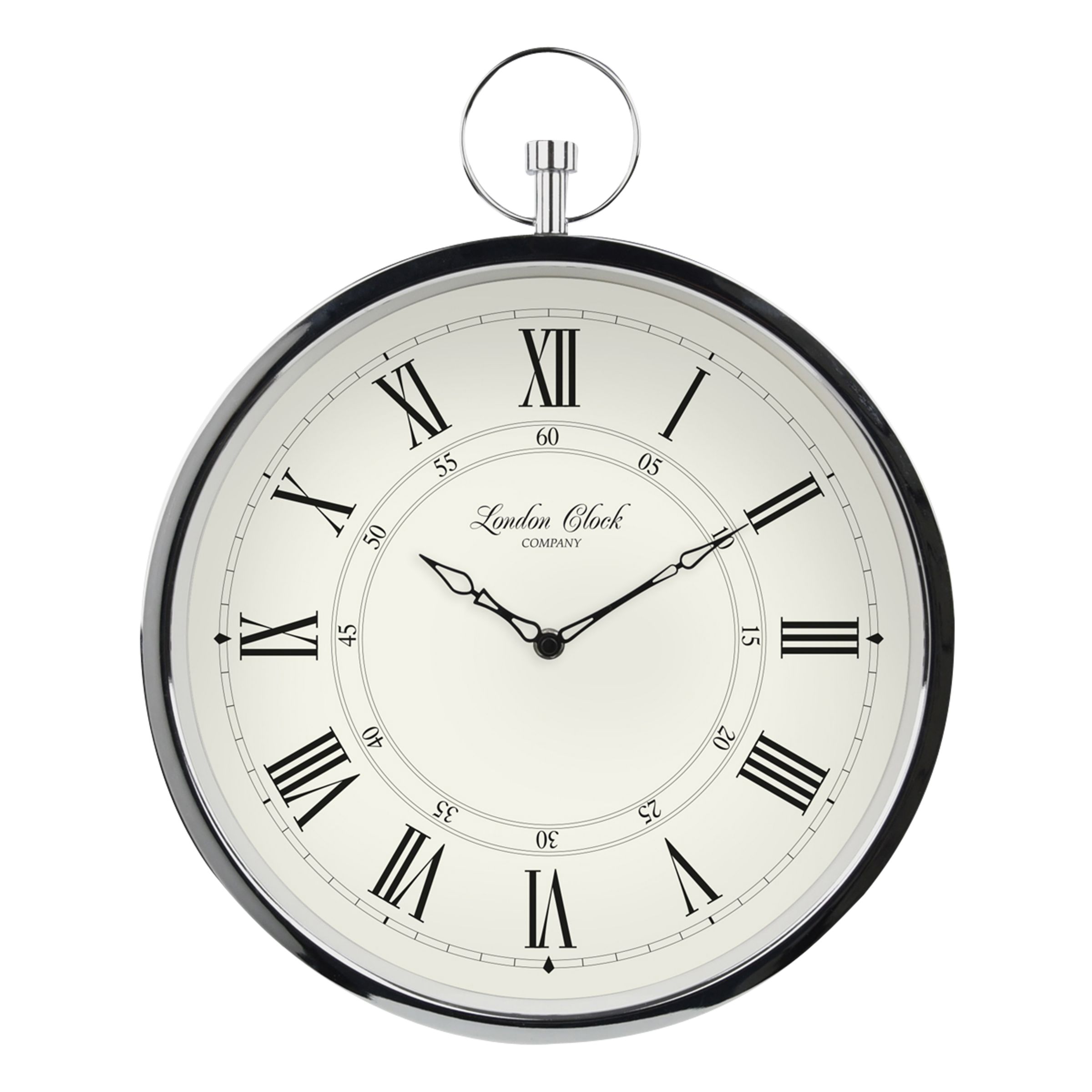 London Clock Company Fob Wall Clock, Dia.35cm, Silver at John Lewis ...