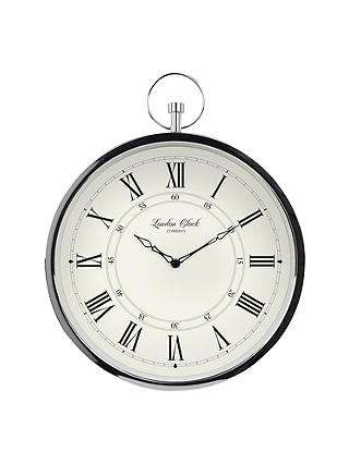London Clock Company Fob Wall Clock, Dia.35cm, Silver