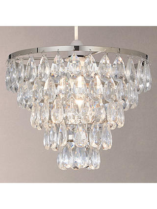 John Lewis Annika Easy-to-Fit Crystal Effect Ceiling Shade, Clear