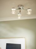 John Lewis Lawrence LED Bubble Flush Ceiling Light, 3 Light, Clear/Silver