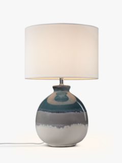 John Lewis Martha Ceramic Table Lamp, Blue/Green