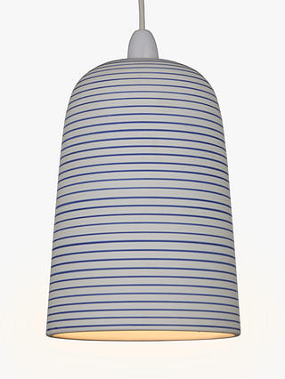John Lewis & Partners Portland Striped Ceramic Easy-to-Fit Pendant Shade, White/Blue