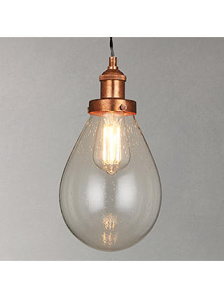 John Lewis & Partners Radley Glass Bistro Pendant Ceiling Light, Clear/Copper