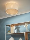 John Lewis & Partners Samantha Linen Flush Ceiling Light, Natural, Dia. 40cm