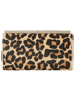 Dune Britney Hard Case Clutch Bag, Leopard