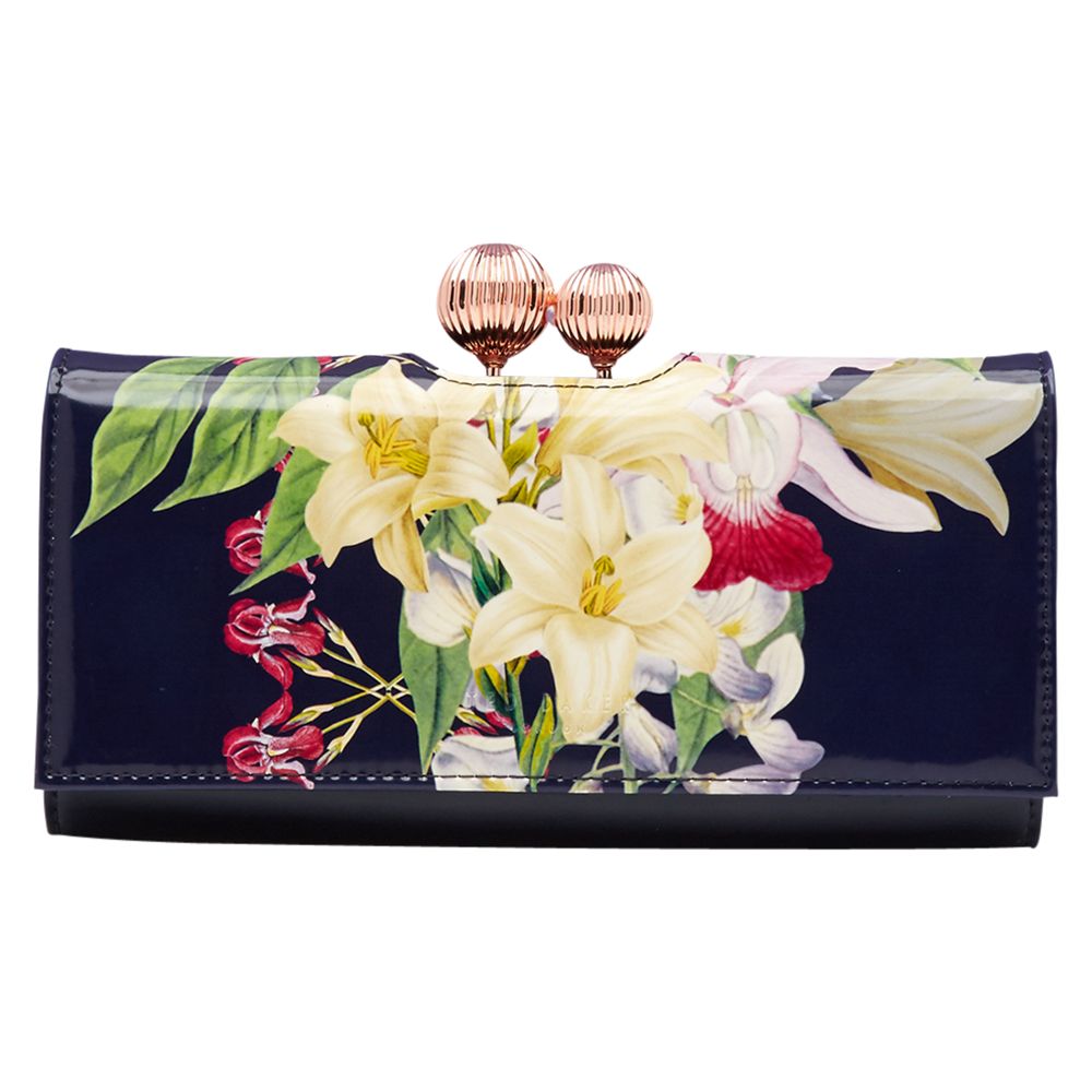 Ted Baker Iddell Botanical Trail Leather Matinee Purse, Navy
