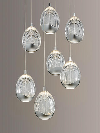 John Lewis & Partners Droplet LED Pendant Ceiling Light, 7 Light, Chrome