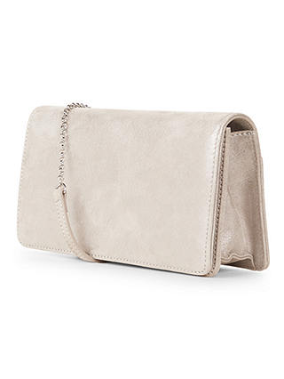 Hobbs Chiswick Leather Clutch Bag, Silver at John Lewis & Partners
