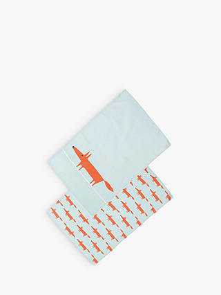 Scion Mr Fox Cotton Tea Towels, Pack of 2, Blue/Orange