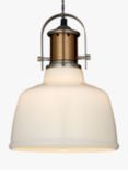 John Lewis & Partners Lloyd Glass White Pendant Ceiling Light, Satin Nickel