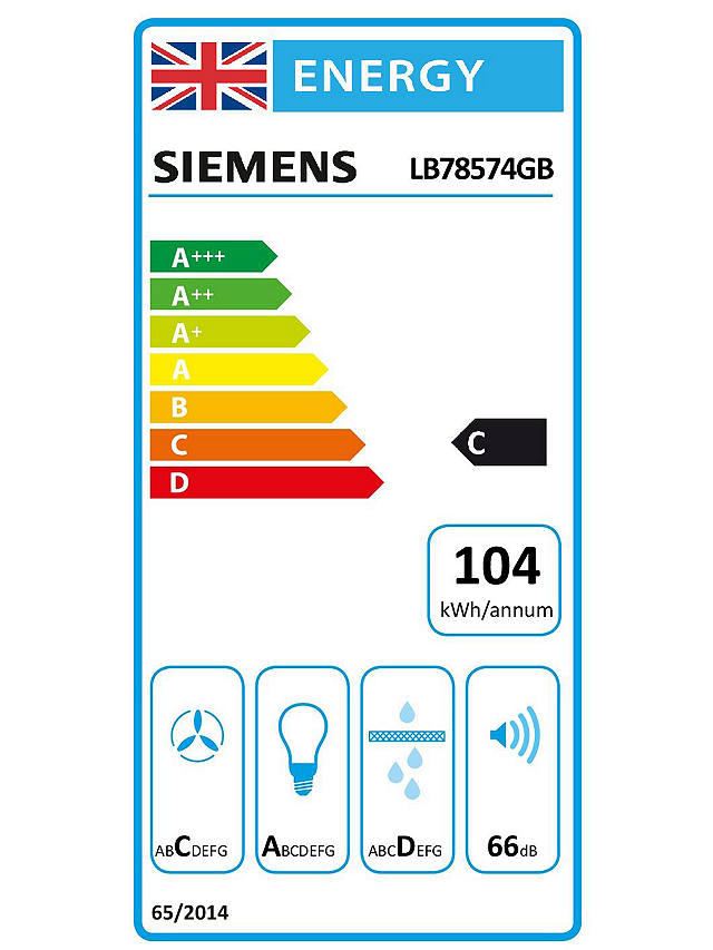 Buy Siemens LB78574GB 70cm Canopy Cooker Hood, C Energy Rating, Stainless Steel Online at johnlewis.com