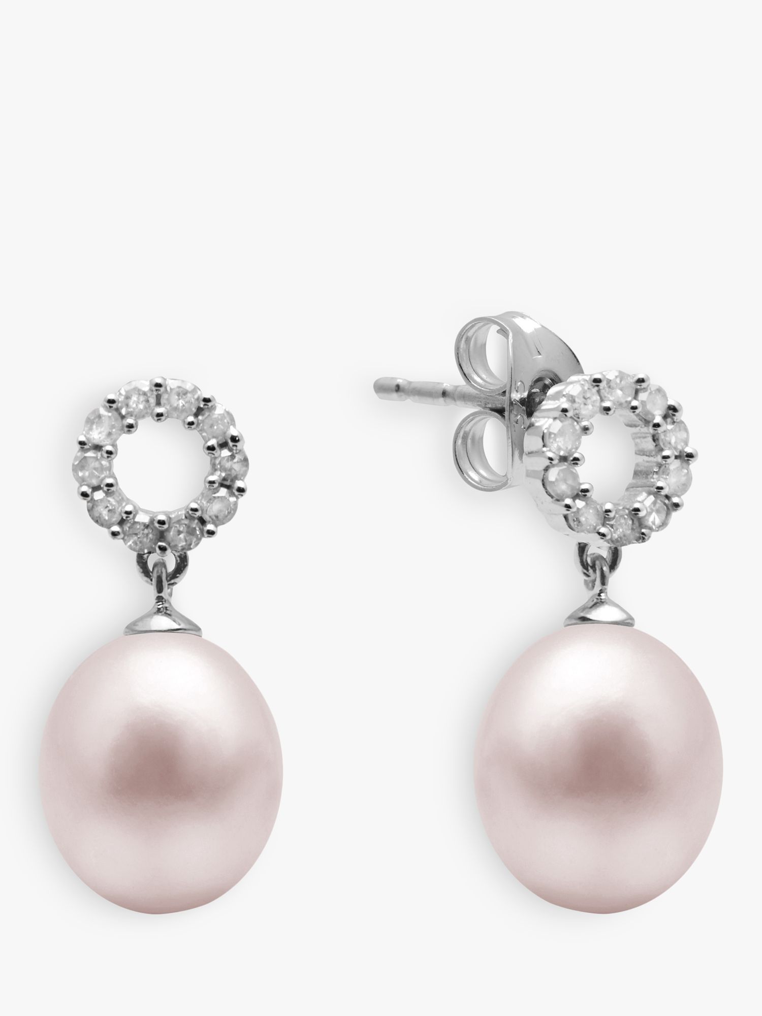 Buy A B Davis 9ct White Gold Diamond Set Pearl Drop Earrings Online at johnlewis.com