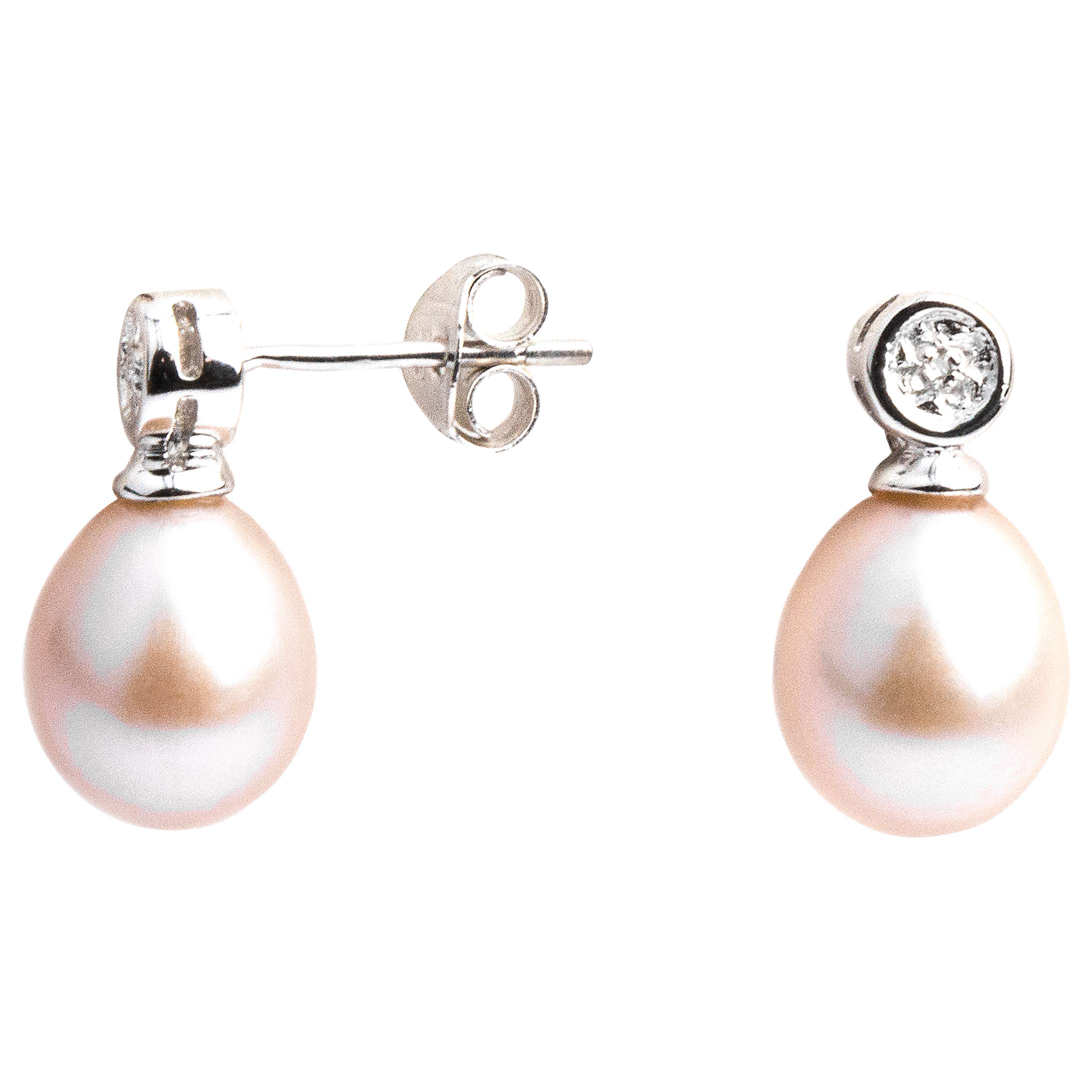 Buy A B Davis 9ct White Gold Diamond Top Pearl Drop Earrings Online at johnlewis.com