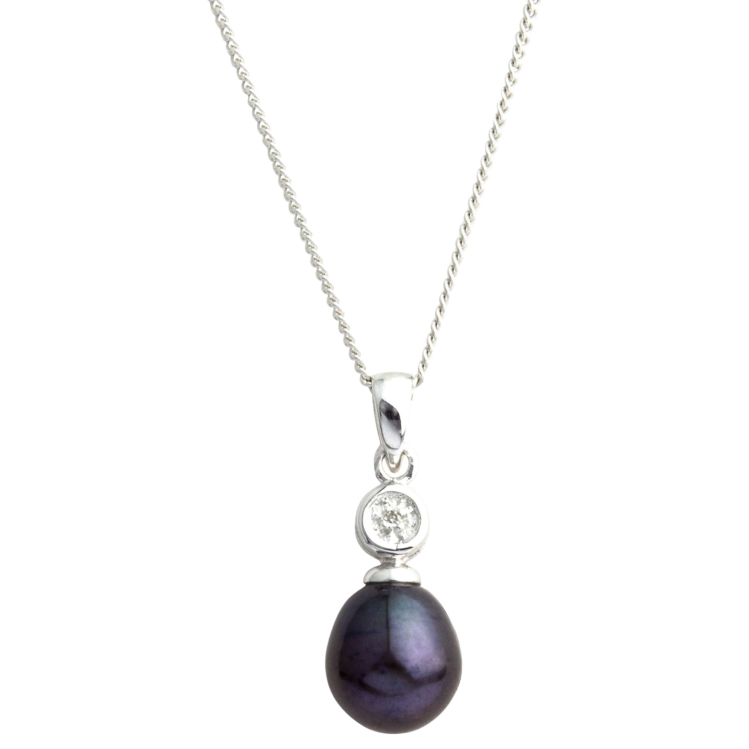 Buy A B Davis 9ct White Gold Diamond Pearl Pendant Necklace Online at johnlewis.com