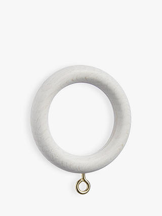 ANYDAY John Lewis & Partners White Washed Wood Curtain Rings, Pack of 6, 28mm