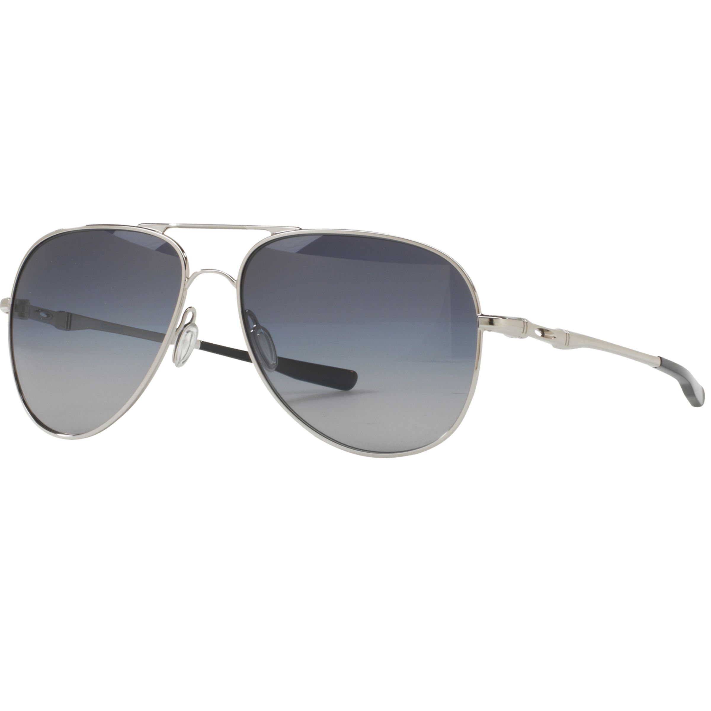 Oakley OO4119 Elmont Medium Polarised Aviator Sunglasses, Silver/Grey Gradient