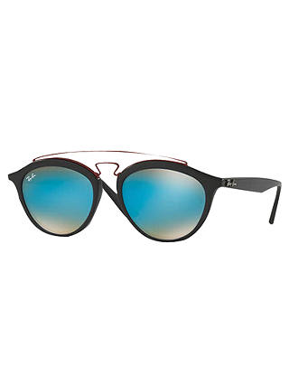 Ray-Ban RB4257 Oval Sunglasses, Black/Mirror Blue