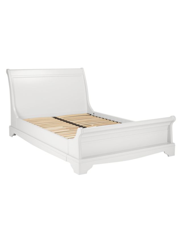 White queen sleigh store bed frame