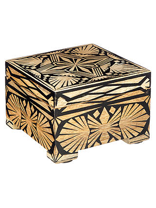 John Lewis Fusion Wooden Trinket Box, Black and Gold