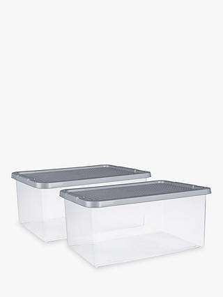 John Lewis & Partners Rattan Effect Plastic Storage Boxes, Set of 2