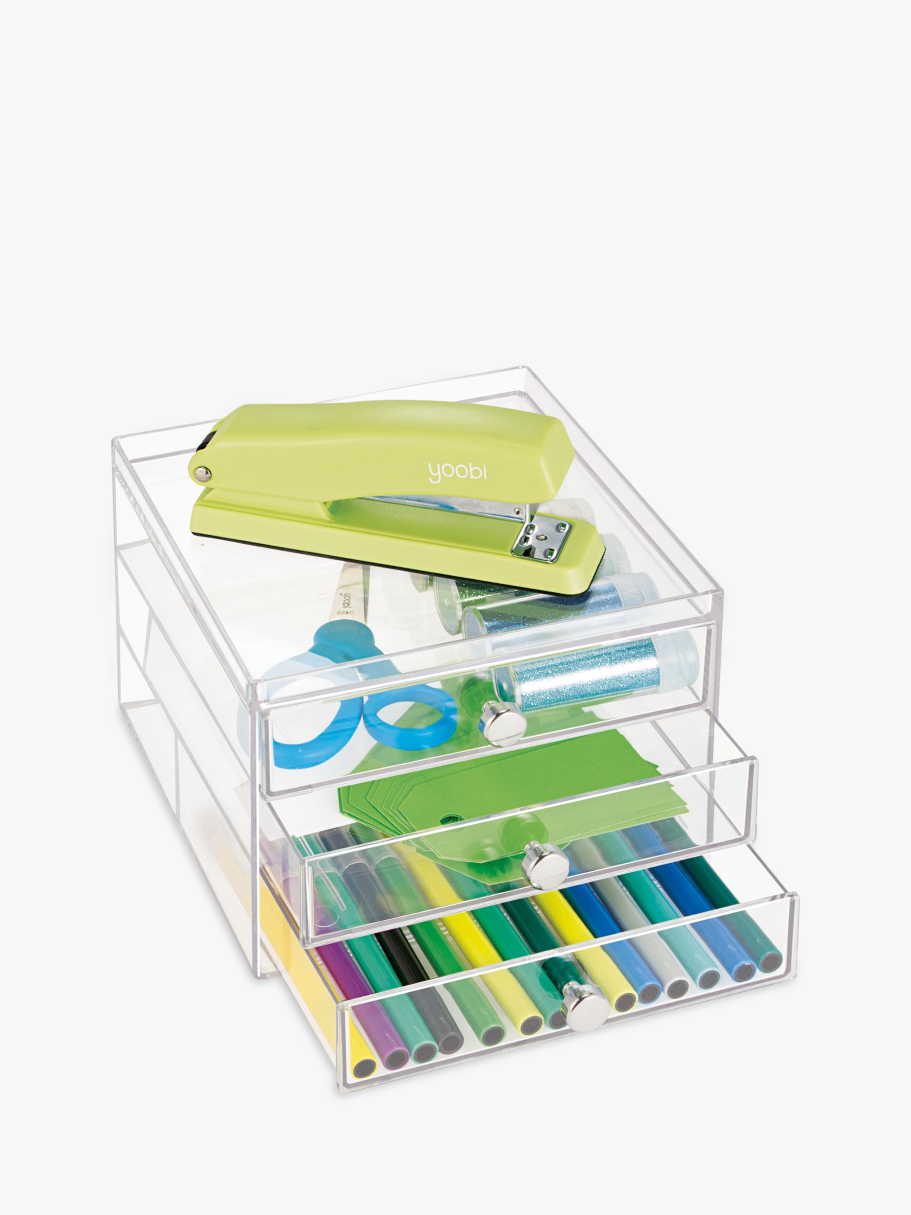 iDesign Plastic Storage Chest, 3 Slim Drawer at John Lewis & Partners