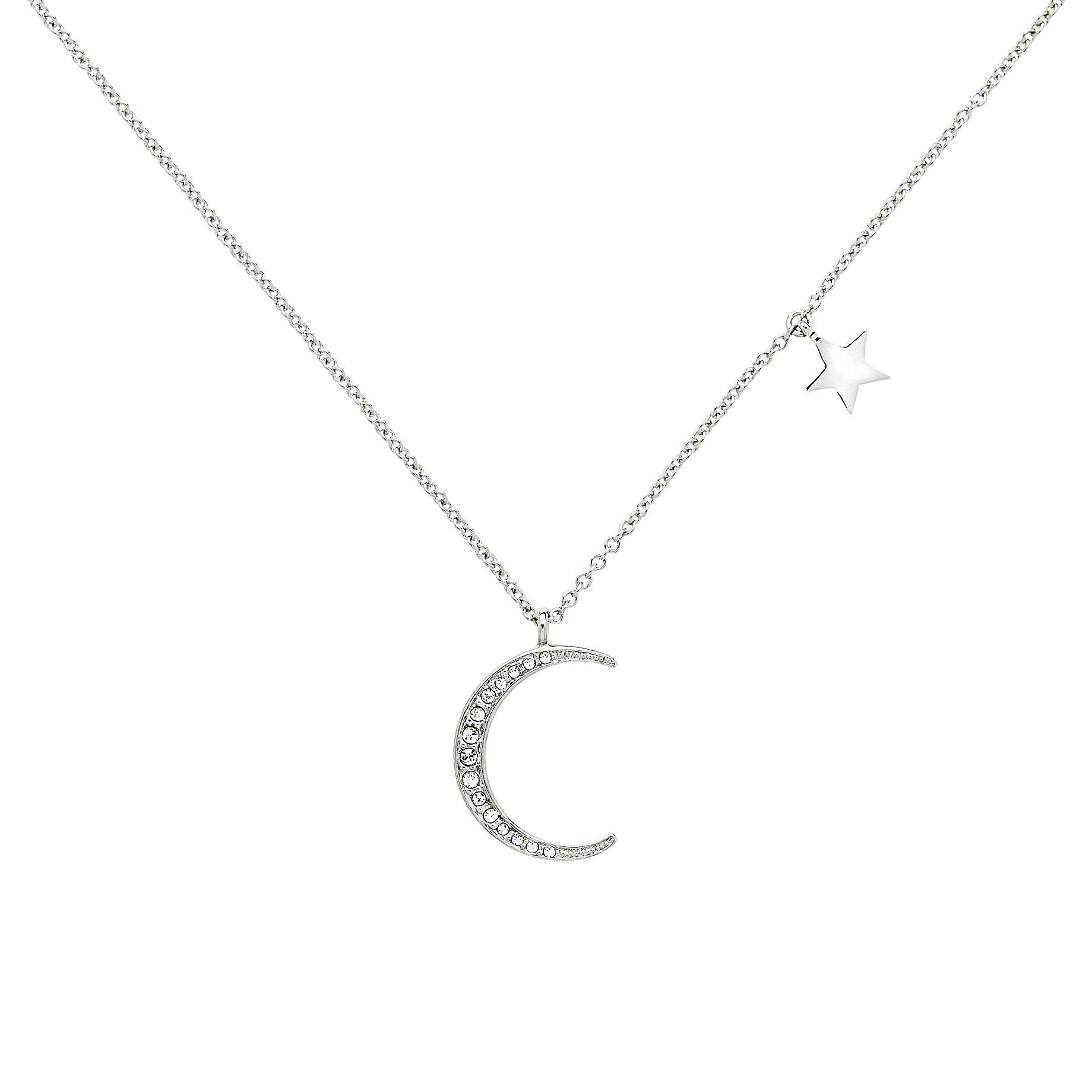 Melissa Odabash Swarovski Crystal Moon Pendant Necklace, Silver at John ...