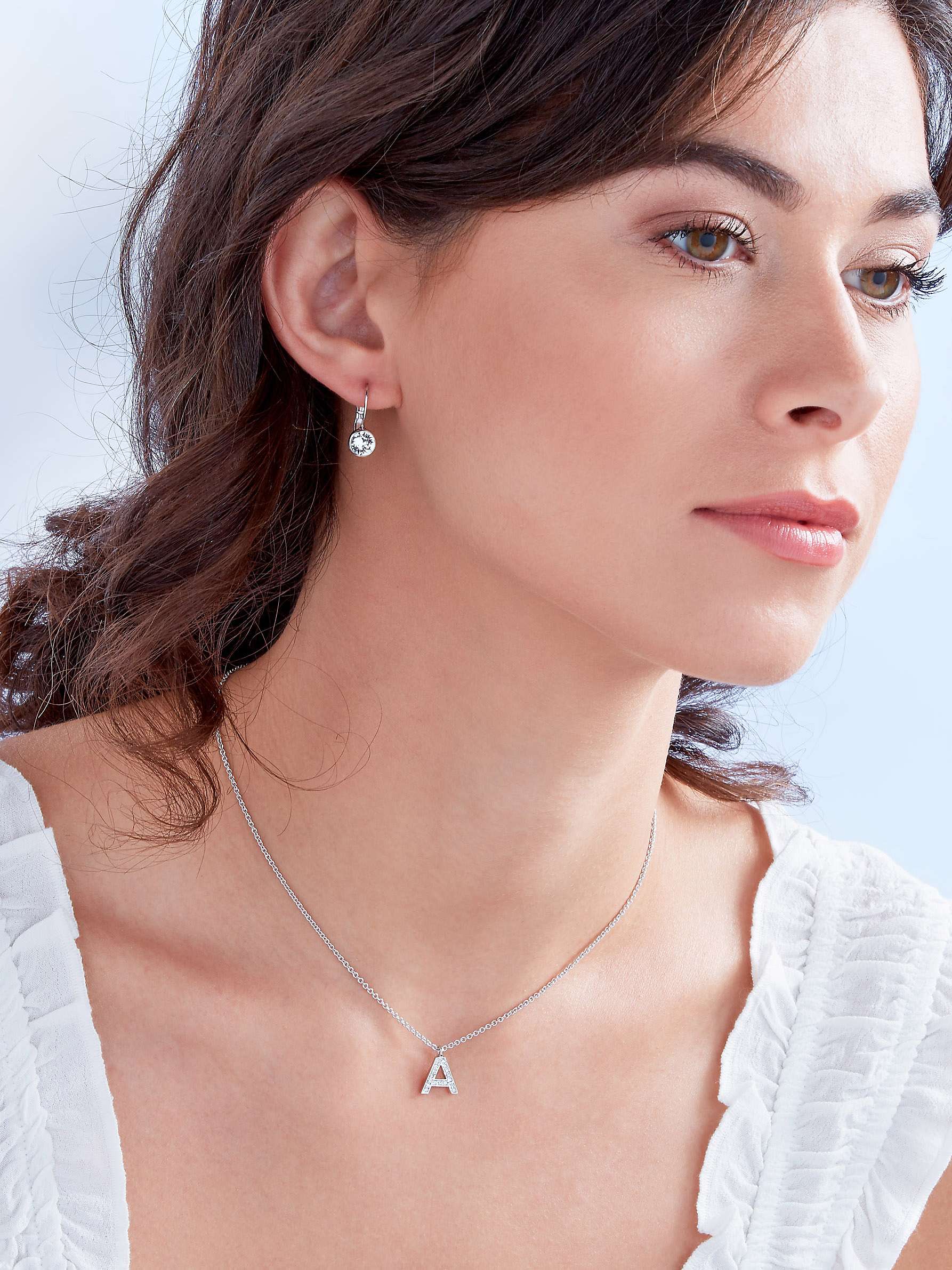 Buy Melissa Odabash Swarovski Crystal Initial Pendant Necklace, Silver Online at johnlewis.com