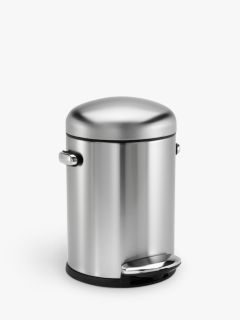 simplehuman Retro Bathroom Pedal Bin, 4.5L, Stainless Steel
