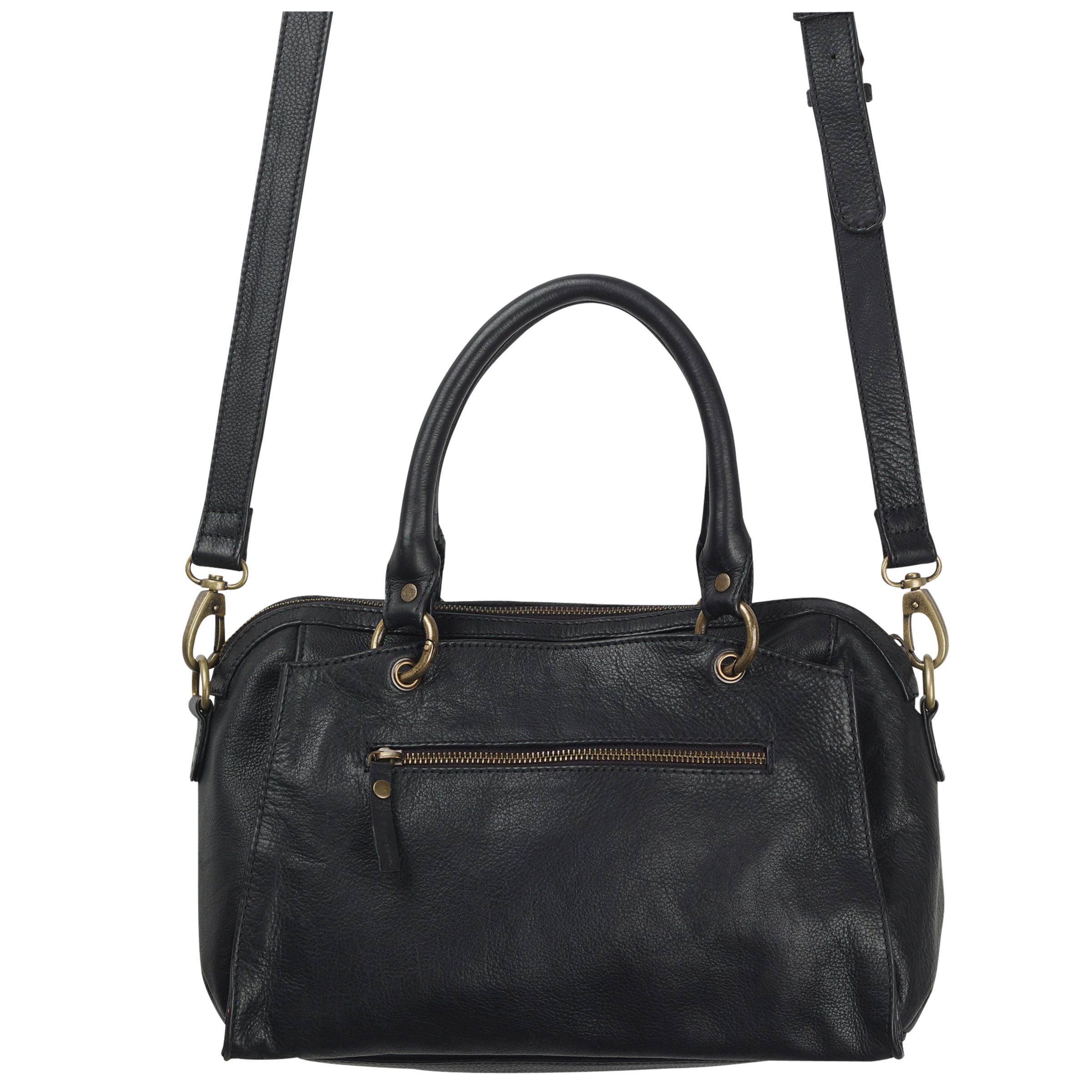 fat face black leather bag