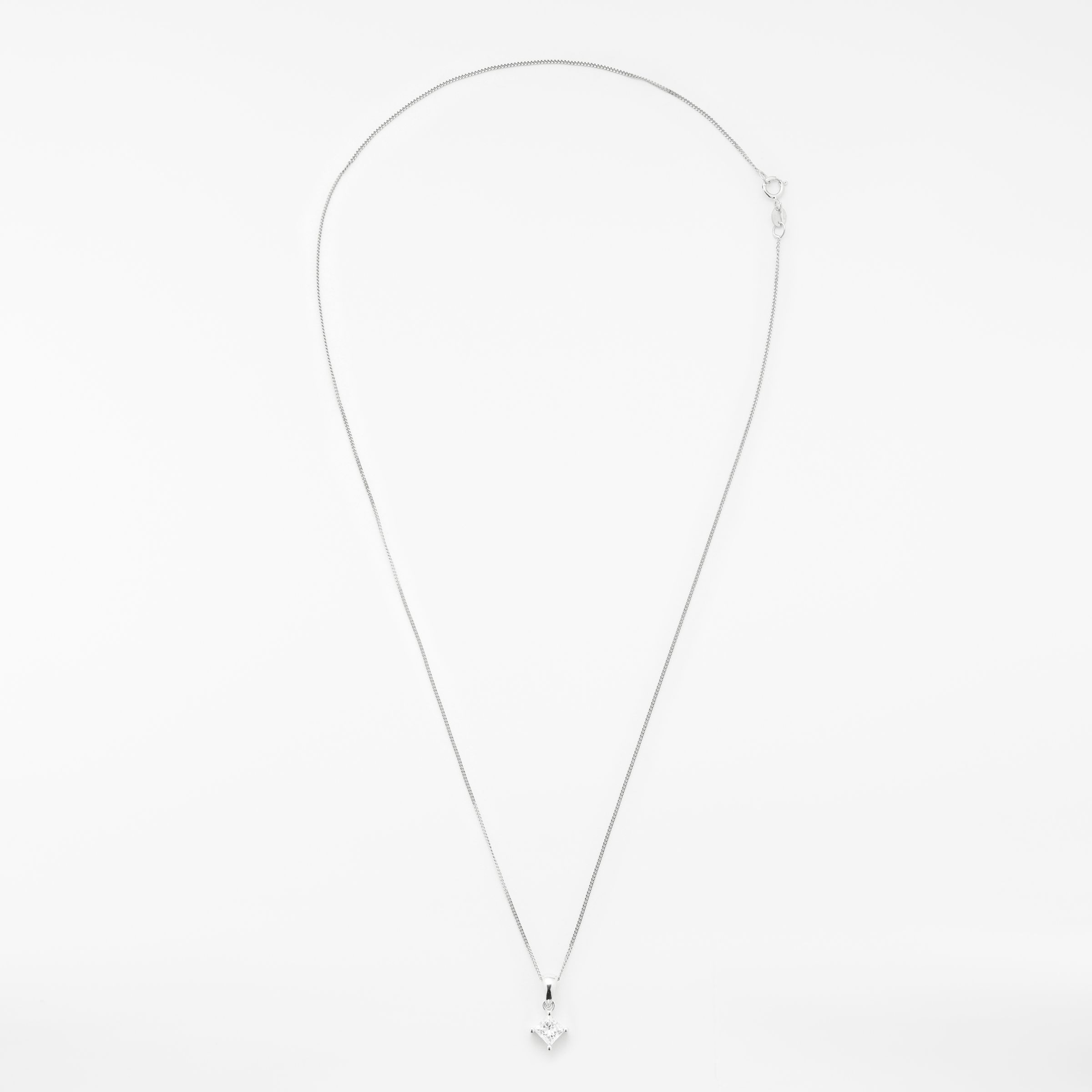 Buy Mogul 18ct White Gold Princess Cut Solitaire Diamond Pendant Necklace, 0.5ct Online at johnlewis.com