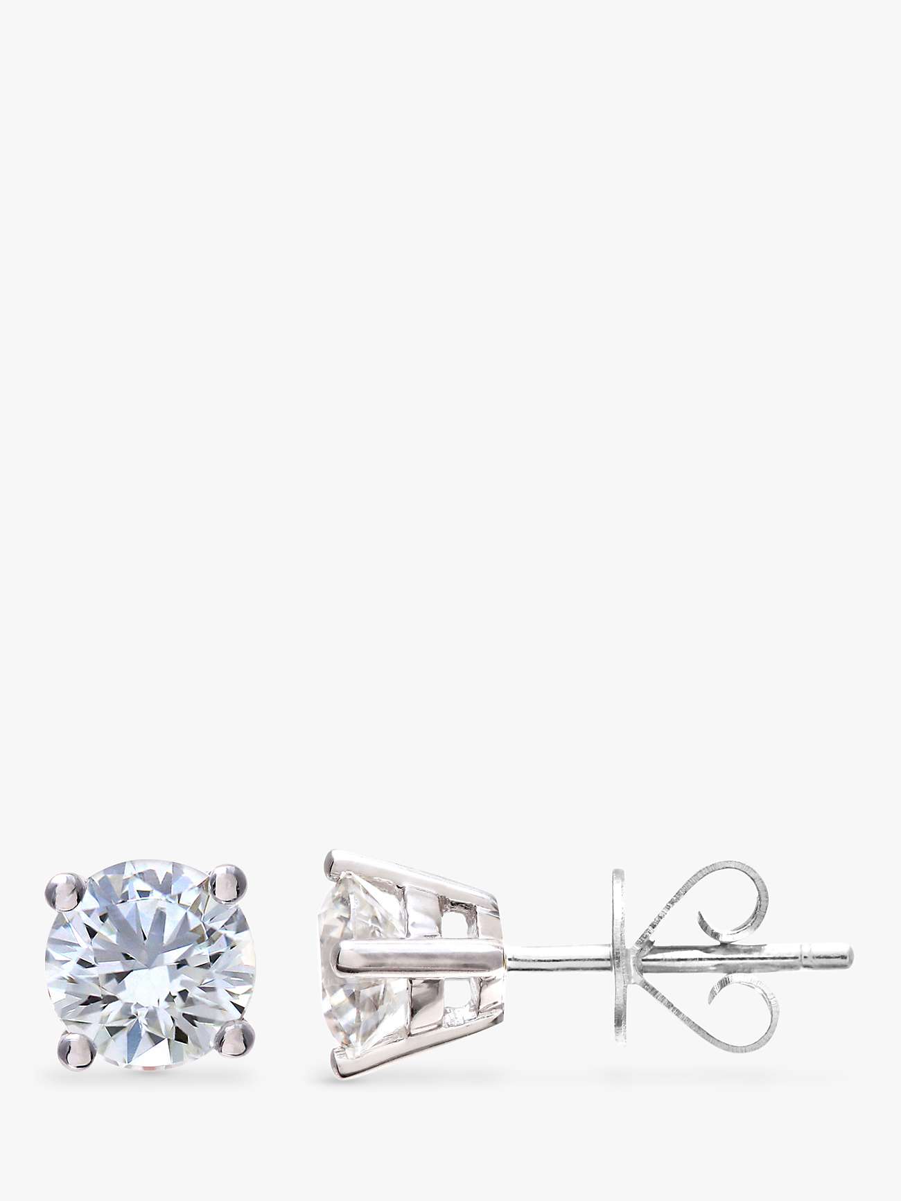 Buy Mogul 18ct White Gold Round Brilliant Solitaire Diamond Stud Earrings, 1ct Online at johnlewis.com