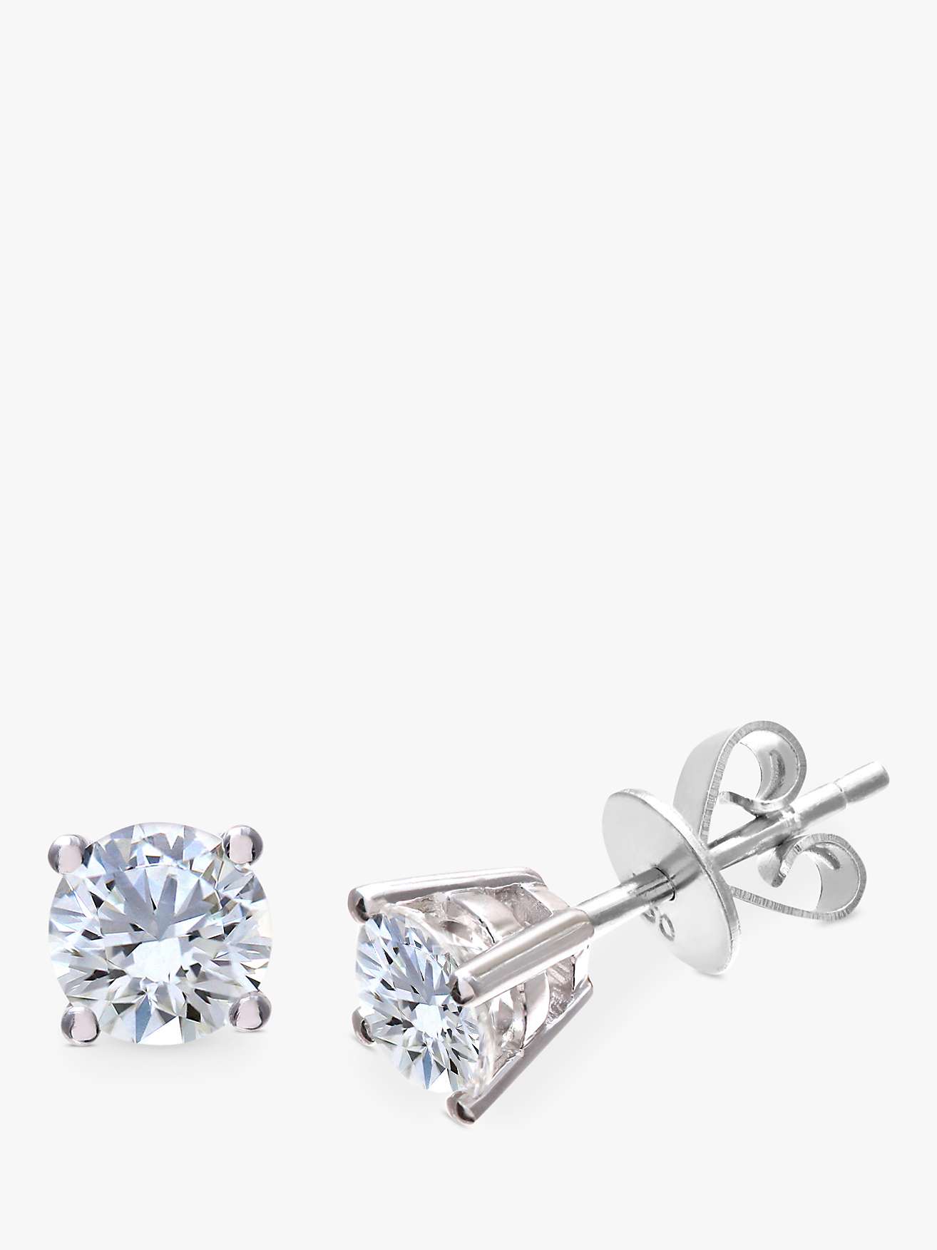 Buy Mogul 18ct White Gold Round Brilliant Solitaire Diamond Stud Earrings, 1ct Online at johnlewis.com