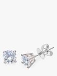 Mogul 18ct White Gold Round Brilliant Solitaire Diamond Stud Earrings, 1ct