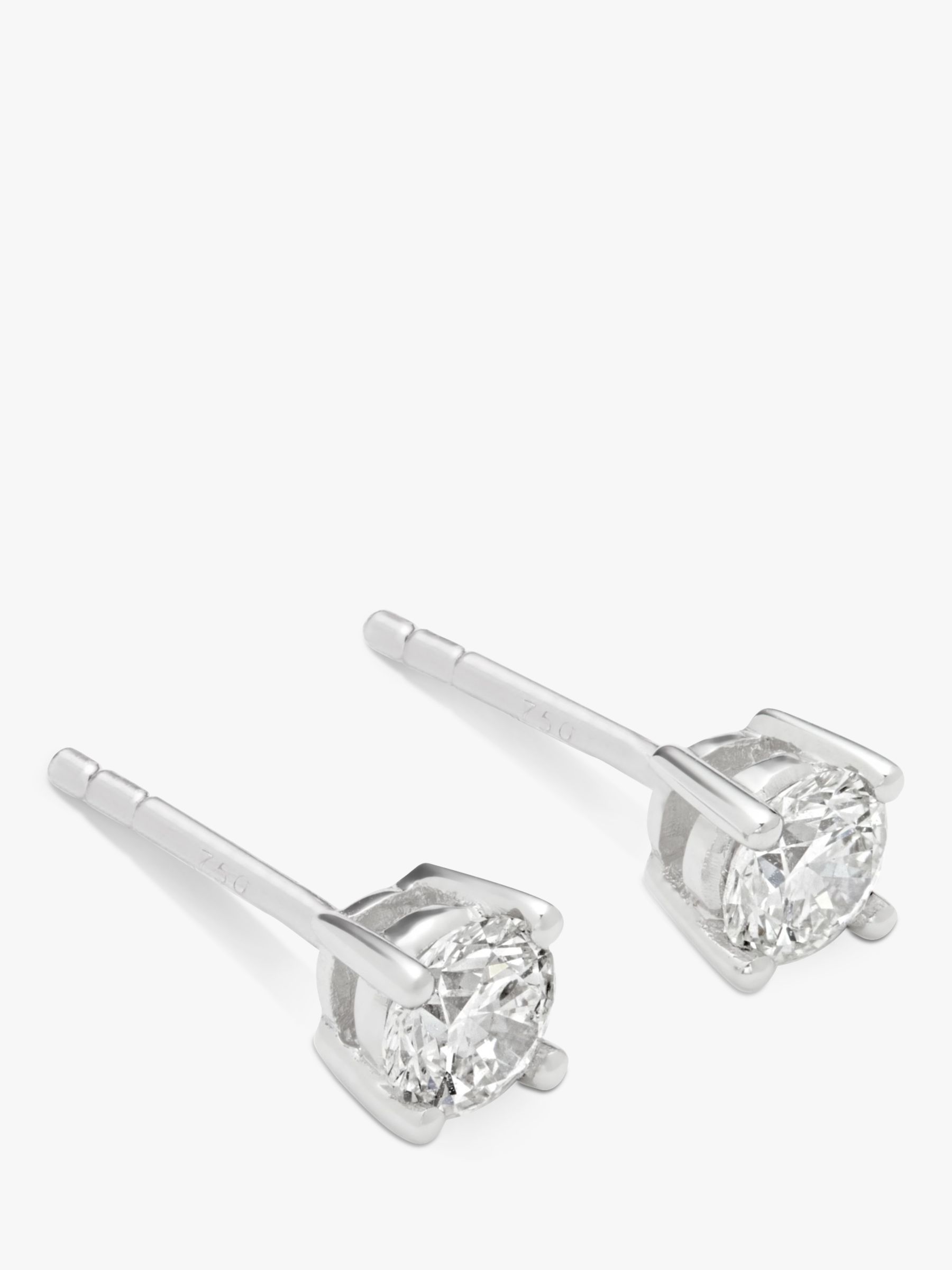 Mogul 18ct White Gold Round Brilliant Solitaire Diamond Stud Earrings, 0.5ct