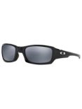 Oakley OO9238 Fives Squared™ Polarised Rectangular Sunglasses, Polished Black/Black Iridium