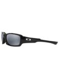 Oakley OO9238 Fives Squared™ Polarised Rectangular Sunglasses, Polished Black/Black Iridium